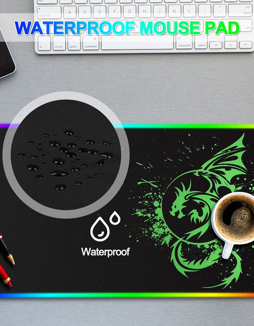 Load image into Gallery viewer, Large RGB Mouse Pad Anime Dragon Mouse Mat LED with 15 Lighting Modes for Gaming 31.5 X 12 Inch (Green)
