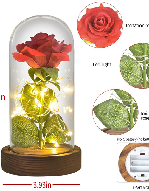 Load image into Gallery viewer, Gifts for Her Beauty and the Beast Eternal Rose in Glass Dome Artificial Forever Flower LED Light Mothers Day Gifts for Women
