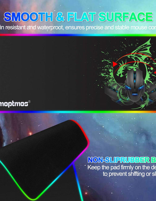 Load image into Gallery viewer, Large RGB Mouse Pad Anime Dragon Mouse Mat LED with 15 Lighting Modes for Gaming 31.5 X 12 Inch (Green)
