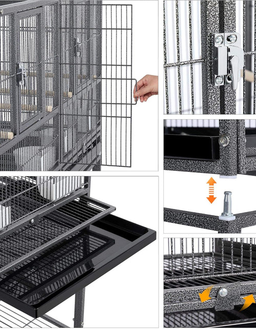 Load image into Gallery viewer, 41.5" Stackable Divided Breeder Breeding Parakeet Bird Cage for Canaries Cockatiels Lovebirds Finches Budgies Small Parrots with Rolling Stand, Black
