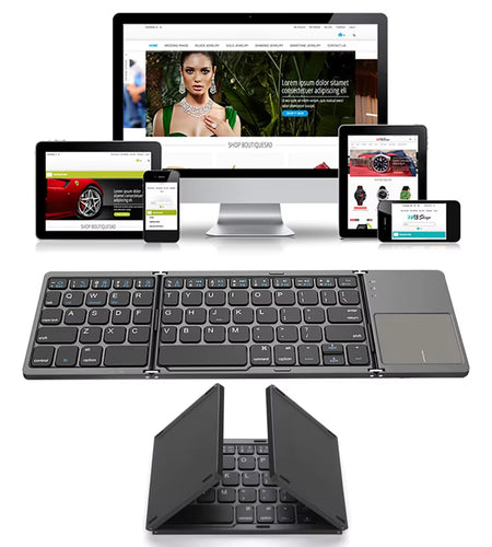 Portable Foldable Folding Keyboard Mini Wireless Bluetooth Keyboard Touchpad Keyboard for Windows Android IOS Tablet Ipad Phone