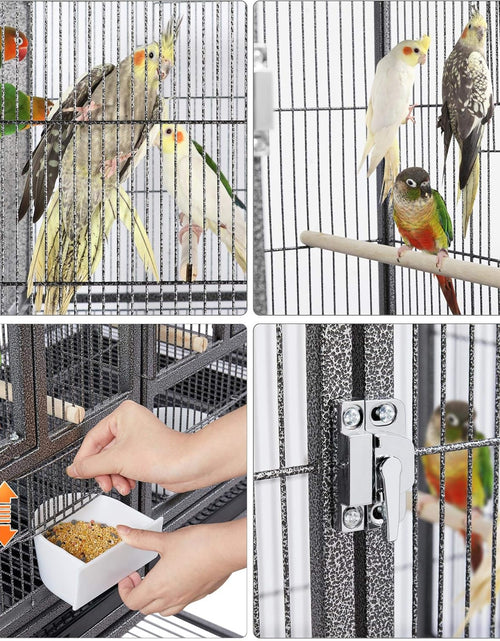 Load image into Gallery viewer, 41.5" Stackable Divided Breeder Breeding Parakeet Bird Cage for Canaries Cockatiels Lovebirds Finches Budgies Small Parrots with Rolling Stand, Black
