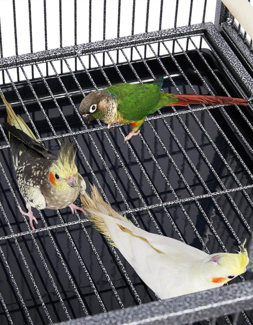 Load image into Gallery viewer, 41.5" Stackable Divided Breeder Breeding Parakeet Bird Cage for Canaries Cockatiels Lovebirds Finches Budgies Small Parrots with Rolling Stand, Black
