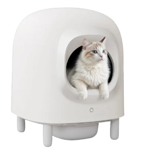 Self Cleaning Cat Litter Box, App Control, Safety Protection, Automatic Smart Robot Litter Box for Multiple Cats, with Garbage Bags&Plastic Air Filter, Black& White