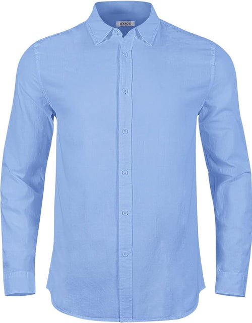 Load image into Gallery viewer, Mens Long Sleeve Casual Cotton Linen Shirts Buttons down Summer Solid Plain Beach Yoga T Shirts
