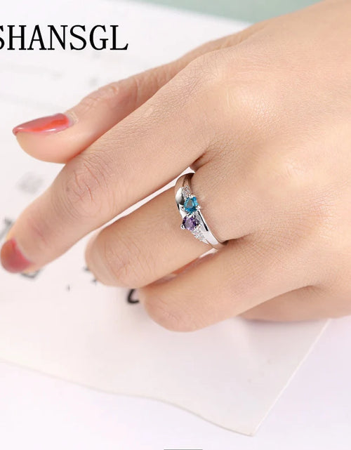 Load image into Gallery viewer, Genuine Silver Ring for Women Forever Love Clear CZ Silver Color Filled Double Love Heart Finger Rings Luxury Jewelry Bijoux
