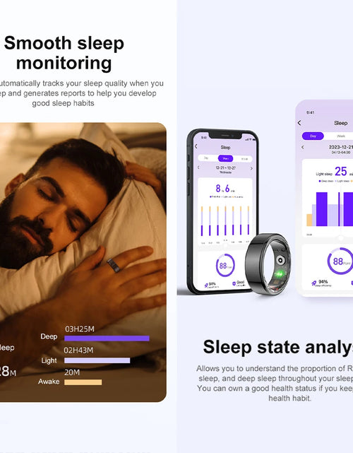 Load image into Gallery viewer, -R02 Smart Ring with Charging Case for Men Women, Battery Life, 39 Days, Health Monitor, 5ATM Waterproof, Multi-Sport Mode
