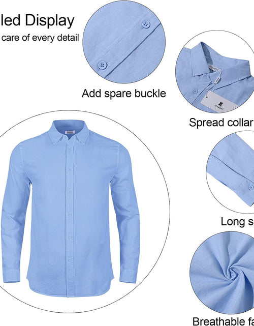 Load image into Gallery viewer, Mens Long Sleeve Casual Cotton Linen Shirts Buttons down Summer Solid Plain Beach Yoga T Shirts
