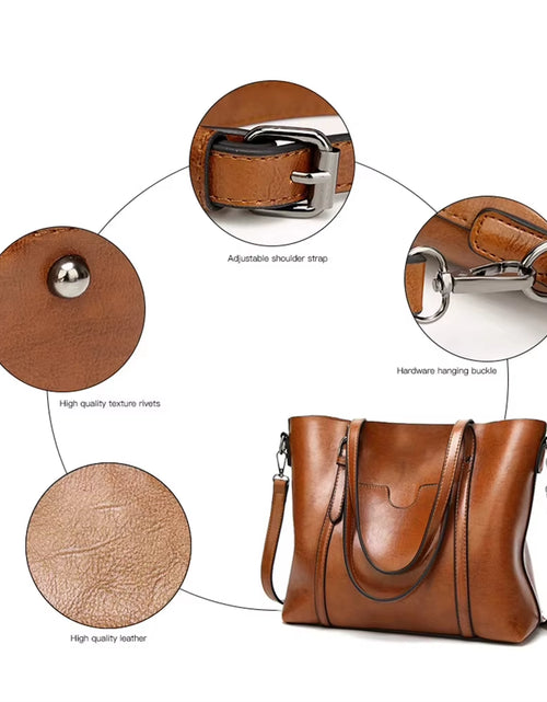 Load image into Gallery viewer, Shoulder Bags for Women Oil Wax Leather Handbag Tote Crossbody Bag Vintage Satchels Women Bags Designer Handbag High Quality
