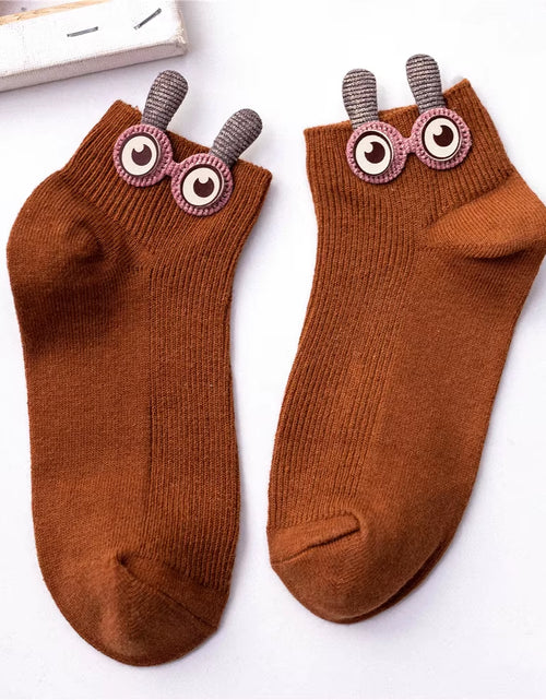 Load image into Gallery viewer, New Women'S Spring Summer Cartoon 3D Big Eyes Rabbit Eared Short Tube Socks Novelty Funny Soft Cotton Ankle Sokken Gift
