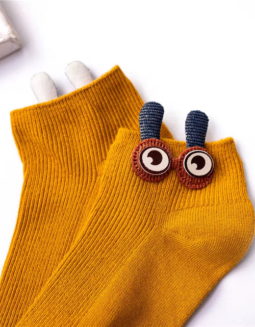 Load image into Gallery viewer, New Women'S Spring Summer Cartoon 3D Big Eyes Rabbit Eared Short Tube Socks Novelty Funny Soft Cotton Ankle Sokken Gift
