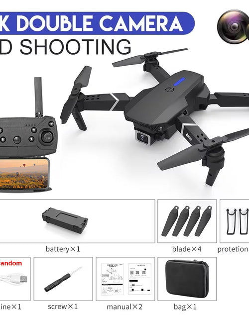 Load image into Gallery viewer, KDBFA 2024 New E88 Pro WIFI FPV Drone Wide Angle HD 4K 1080P Camera Height Hold RC Foldable Quadcopter Dron Helicopter Toys Gift
